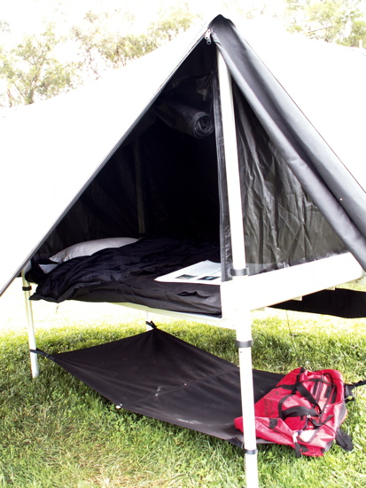 Raised tent bed