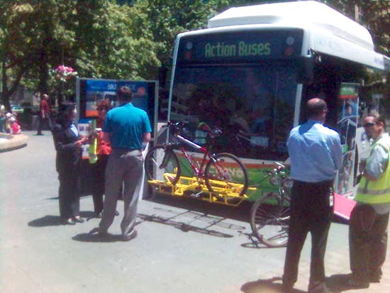 Bus Bike Rack demonstration in Civic