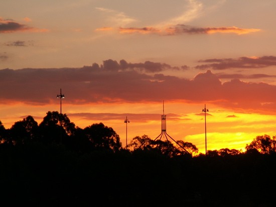 Sunset over Parliament House Canberra