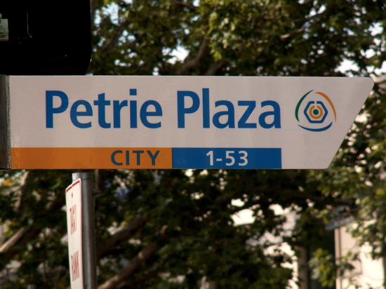 New Street Sign on Petrie Plaza